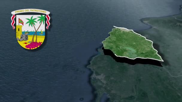 Departements Von Kolumbien Atlantico Mit Wappen Animation Karte — Stockvideo