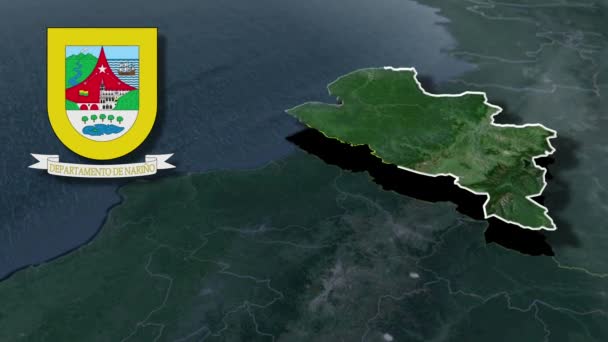 Департаменты Колумбии Нарино Карта Анимации Герба — стоковое видео
