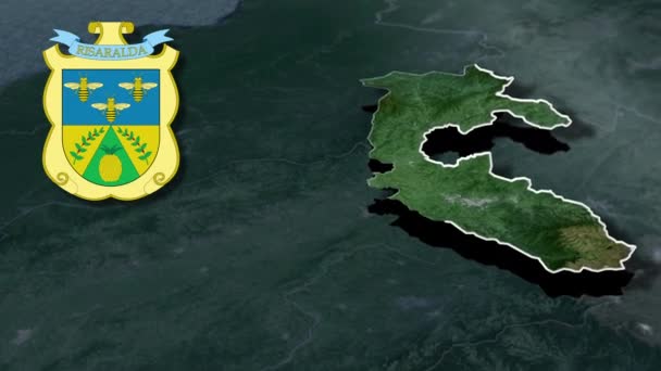 Departement Von Kolumbien Risaralda Whit Wappen Animation Karte — Stockvideo