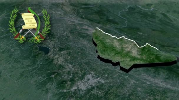 Avdelningar Guatemala Baja Verapaz Whit Coat Arms Animation Karta — Stockvideo