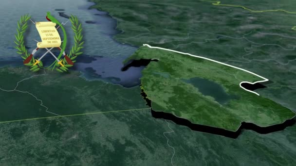 Departemen Guatemala Izabal Whit Coat Arms Animation Map — Stok Video