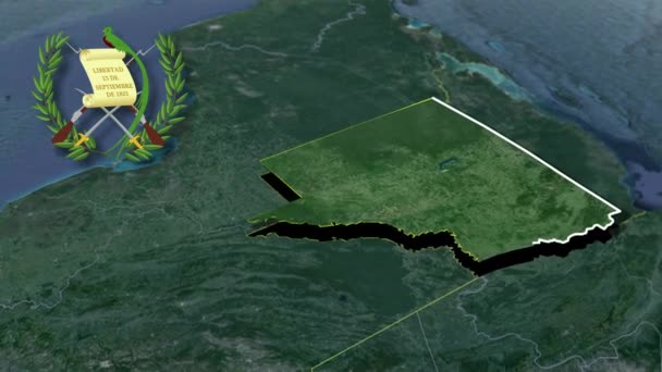 Departamentos Guatemala Peten Whit Mapa Animación Escudos Armas — Vídeo de stock