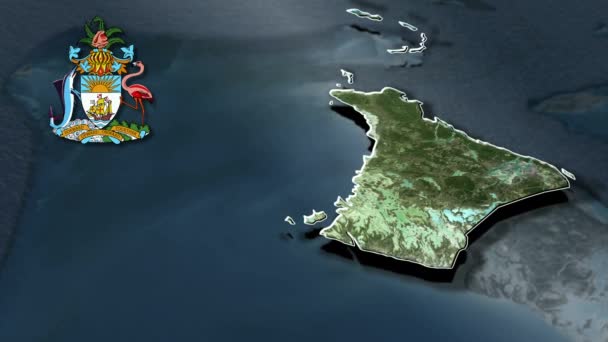 巴哈马地区动画地图 — 图库视频影像