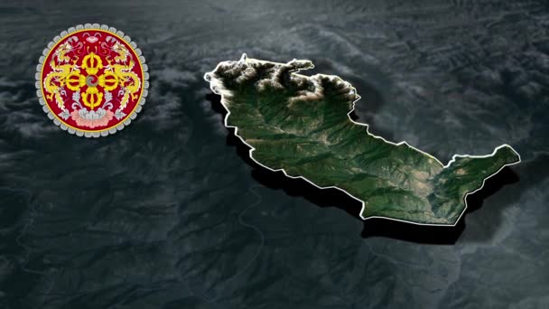 Мультипликационная Карта Районов Бутана — стоковое видео