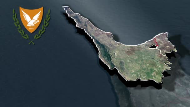 Distritos Chipre Mapa Animação — Vídeo de Stock