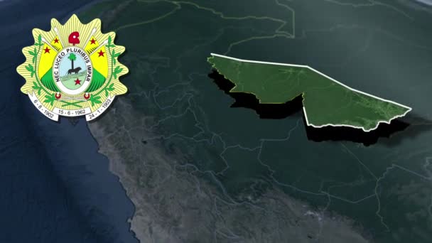 Stati Del Brasile Acri Con Stemma Mappa Animazione — Video Stock