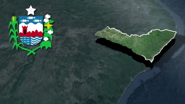 Staaten Von Brasilien Alagoas Whit Wappen Animationskarte — Stockvideo