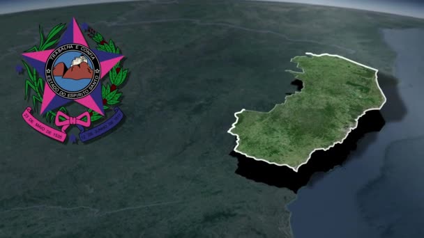 Estados Brasil Espirito Santo Whit Mapa Animación Escudos Armas — Vídeos de Stock