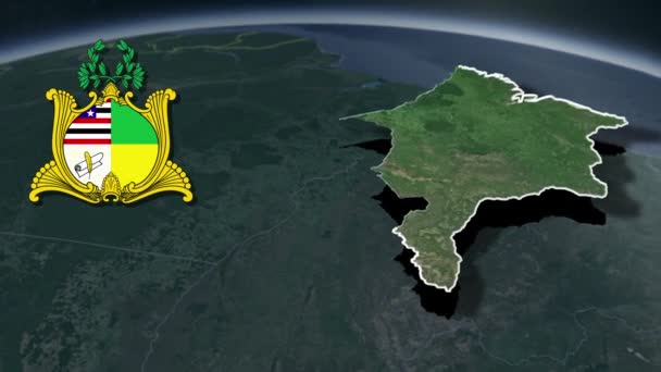 Brazílie Maranhao Whit Mapa Animace Erbů — Stock video