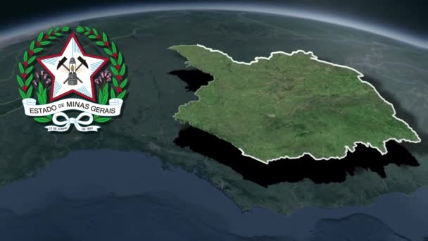 States Brazil Minas Gerais Whit Coat Arms Animation Map — Stock Video