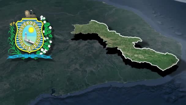 Brezilya Eyaletleri Pernambuco Whit Arma Animasyon Haritası — Stok video