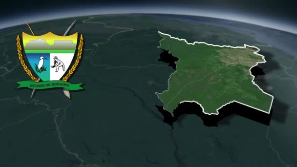 Brazilské Státy Roraima Whit Mapa Animace Erbů — Stock video