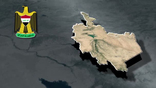 Mapa Geográfico Las Gobernaciones Iraq — Vídeo de stock