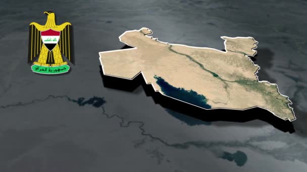 Mapa Geográfico Las Gobernaciones Iraq — Vídeos de Stock