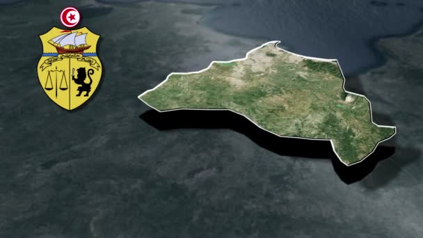Mapa Geográfico Las Provincias Túnez — Vídeo de stock