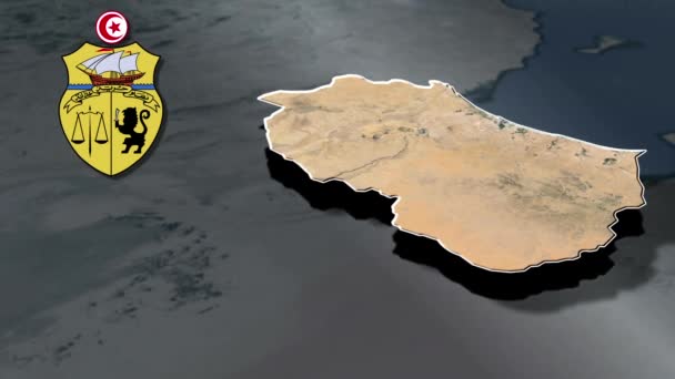 Governorates Tunisia Geography Map — Stock Video