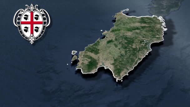 Sardaigne Est Région Italie Dans Mer Méditerranée Blason — Video