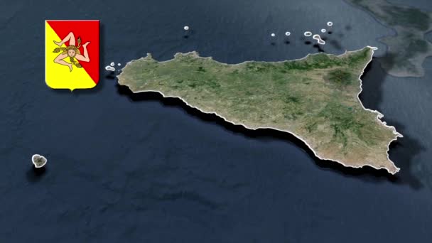 シチリア島はイタリア南部の地域です白い紋章 — ストック動画