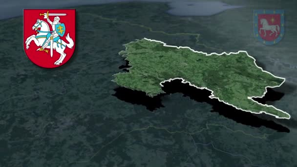 Lithuanian Counties Whit Coat Arms Animation Map — Stock Video