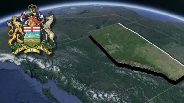 Kanada 'nın illeri ve bölgeleri Alberta Whit Coat of Arms animasyon haritası