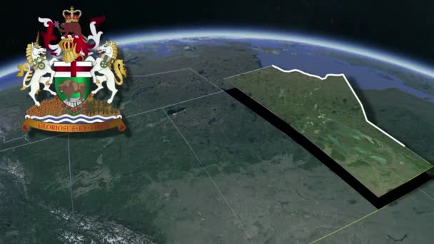 カナダの州と領土マニトバ州の白い紋章武器アニメーションマップ — ストック動画