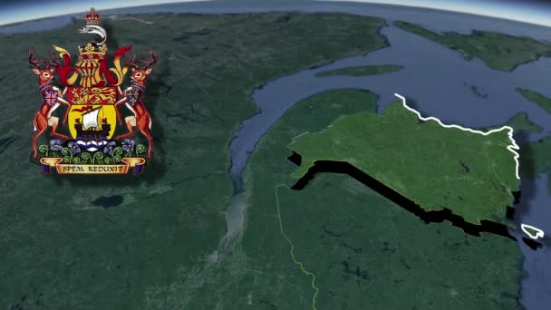 カナダの州と領土ニューブランズウィック州の白い紋章武器アニメーションマップ — ストック動画