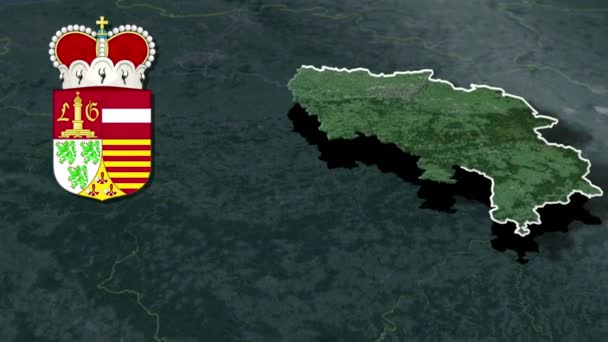 Επαρχίες Του Βελγίου Liege Whit Coat Arms Animation Map — Αρχείο Βίντεο