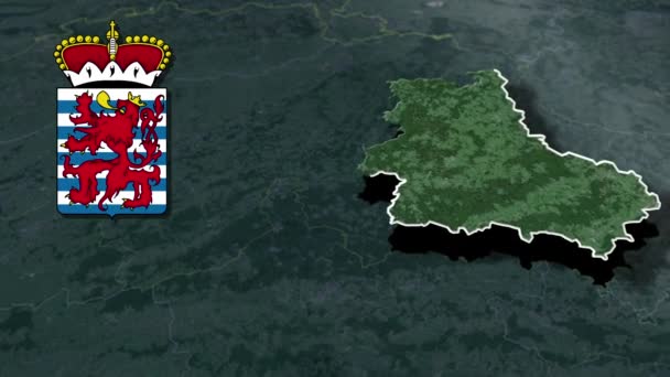 Province Del Belgio Lussemburgo Con Stemma Mappa Animazione — Video Stock