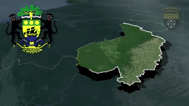 Provinz Gabun Haut Ogooue Franceville Whit Wappen Animation Landkarte — Stockvideo