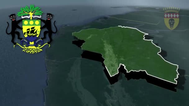 Gabon Ngounie Mouila Whit Coat Arms Animation Map — 비디오