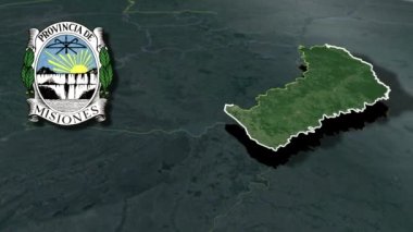 Arjantin 'in idari bölümleri. Misiones, silah animasyon haritası kabanı.