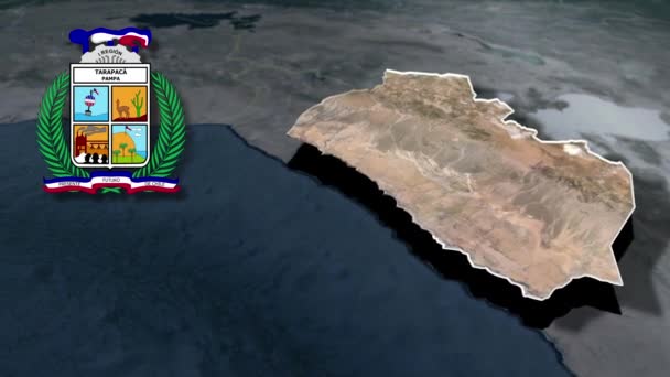 Regions Chile Tarapaca Whit Coat Arms Animation Map — Stock Video