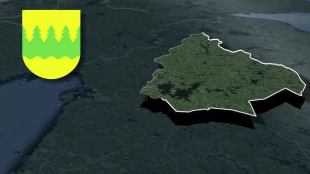 Mapa Animacji Regionów Finlandii Kainuu Whit Herb — Wideo stockowe