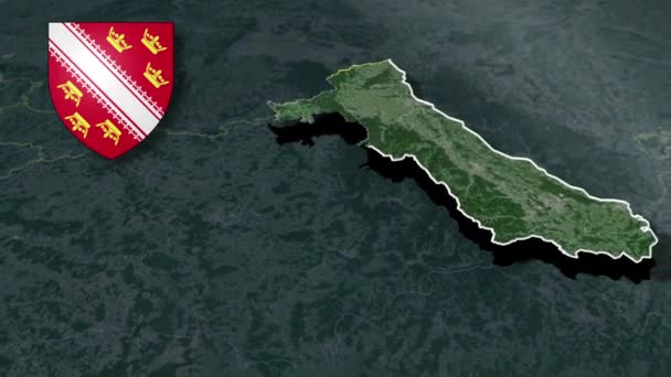 Mapa Animacji Regionów Francji Alsace Whit Coat Arms — Wideo stockowe