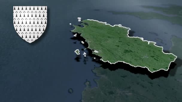 Список Регионов Франции Brittany Whit Coat Arms Animation Map — стоковое видео