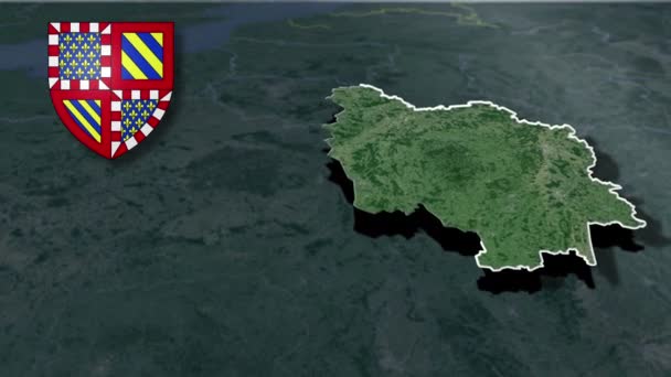 Regions France Burgundy Whit Coat Arms Animation Map — Stock Video