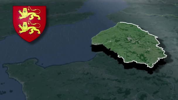 Regio Van Frankrijk Boven Normandië Whit Wapen Animatie Kaart — Stockvideo