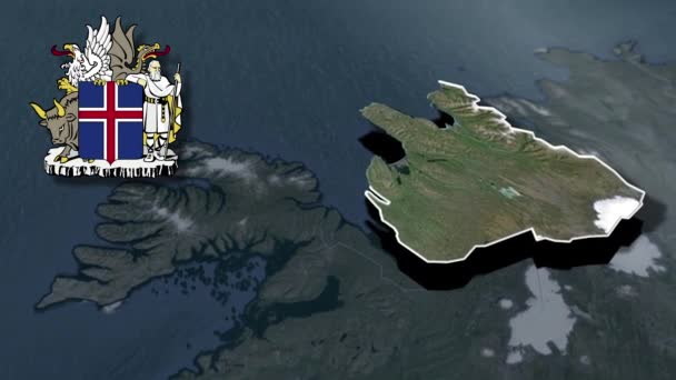 Regiões Islândia Noroeste Com Brasão Armas Mapa Animação — Vídeo de Stock
