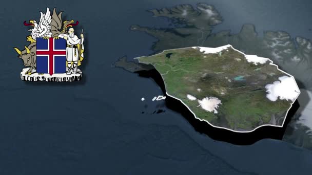 Regiones Islandia Región Sur Whit Mapa Animación Escudo Armas — Vídeos de Stock