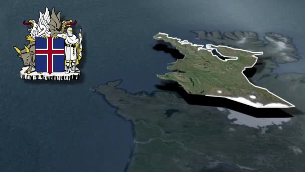 アイスランドの地域西部地域白いコートの武器のアニメーションマップ — ストック動画