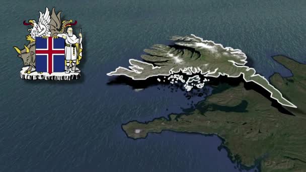 Regions Iceland Westfjords Whit Coat Arms Animation Map — Stock Video