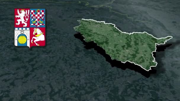 Regioni Della Repubblica Ceca Pardubice Con Stemma Mappa Animazione — Video Stock
