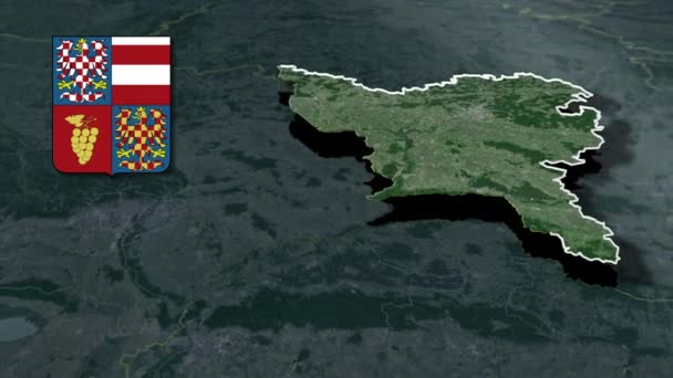Regioner Tjeckien South Moravia Whit Coat Arms Animation Karta — Stockvideo