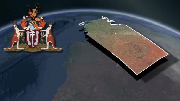 Stater Och Territorier Australiennordiskt Territorium Whit Coat Vapen Animation Karta — Stockvideo