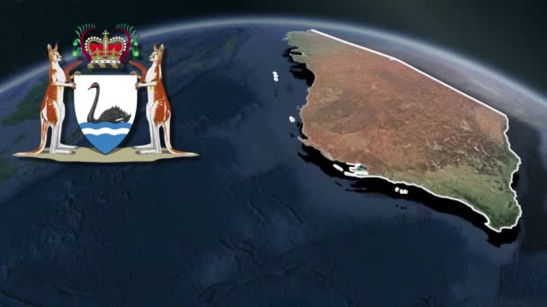 States Territories Australiawestern Australia Whit Coat Arms Animation Map — Stock Video