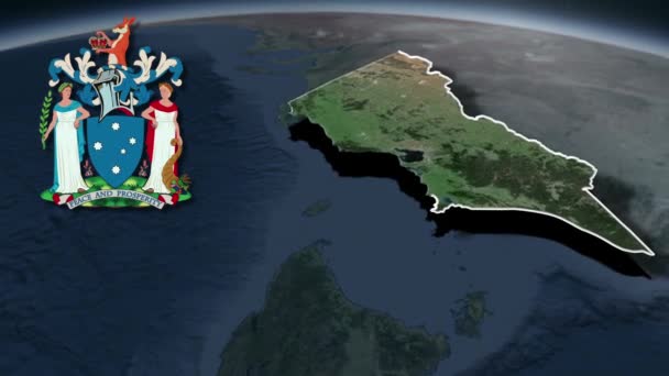 Stati Territori Dell Australiavictoria Con Mappa Dell Animazione Degli Stemmi — Video Stock