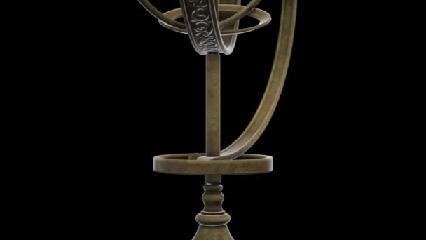 Animatie Van Armillary Sphere Astrolabe Origineel Model Armillary Sphere Astrolabe — Stockvideo