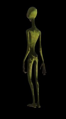 Siyah arka planda üç boyutlu uzaylı animasyonu