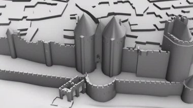 Siyah arka planda Carcassonne 3D modeli