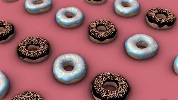 Donuts Een Roze Achtergrond — Stockvideo